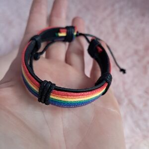 Hot Topic Rainbow Multi-Color Leather Cord Bracelet